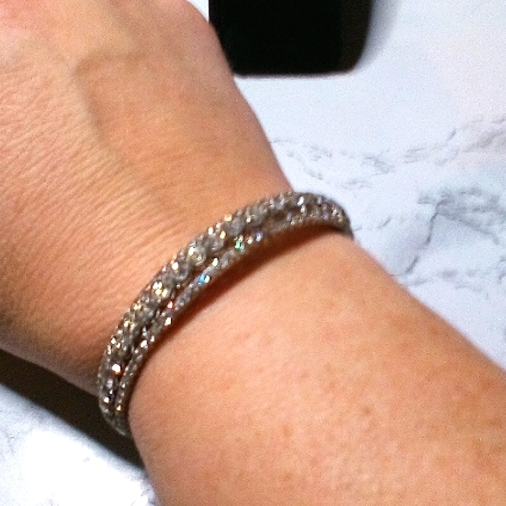 Vintage Rhinestone Sparkly 3 Row Stretch Bracelet